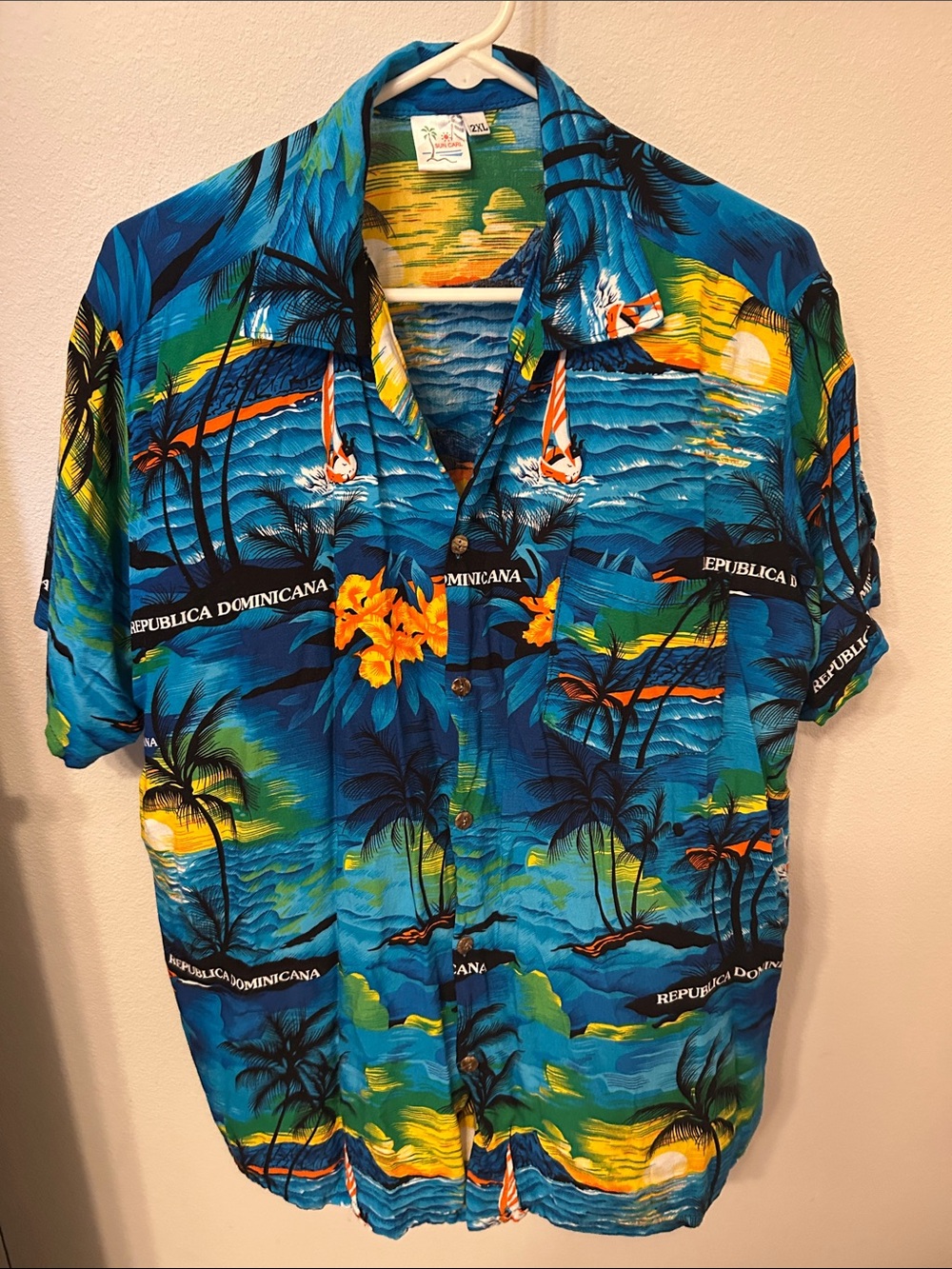 Tropical Blue Hawaiian Shirt - República Dominicana 2XL